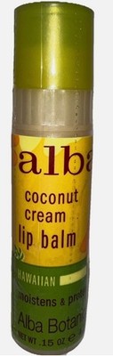 2 pk Alba Botanica Hawaiian Lip Balm Coconut Cream NEW SEALED RARE Discontinued