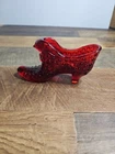 Ruby Red Vintage Fenton Cat Head Glass Shoe Slipper