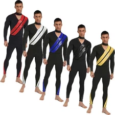 Mens Bodysuit Rumba Outfits Ballet Costume Contrast Color Dancewear Latin Tango