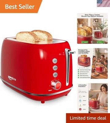 2 Slice Stainless Steel Toaster Retro with 6 Bread Shade Settings, Bagel, Can...
