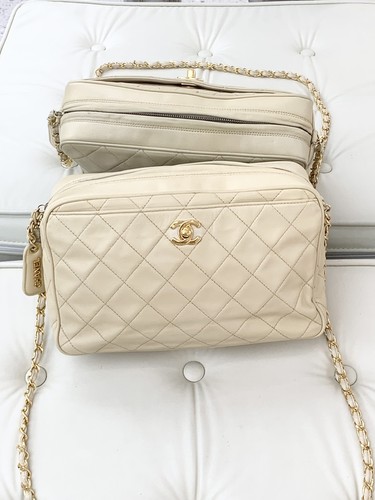 Chanel Lambskin Camera Bag Chain Shoulder Crossbody Bag Beige Women S - Picture 2 of 9