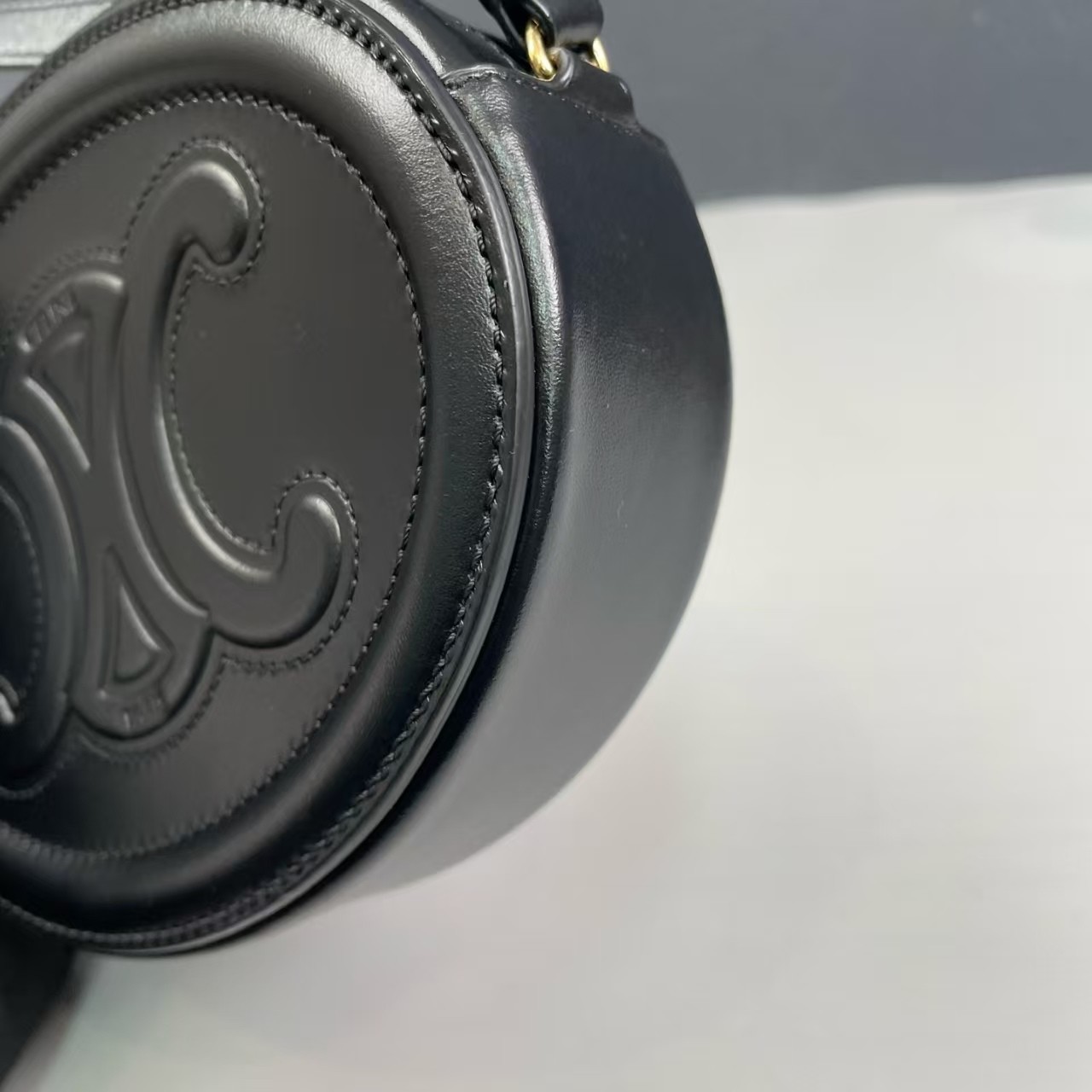 Authentic Celine Triomphe Black Embossed Leather … - image 5