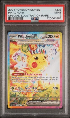 PSA 9 Pikachu Ex #238 2024 Pokemon Ssp En-Surging Sparks 120661883