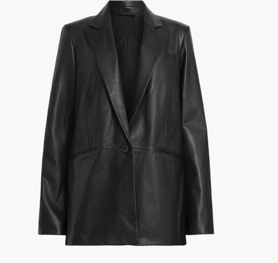 NEW,  AllSaints Deri Leather Blazer in Black Sz 6 #SJ2285