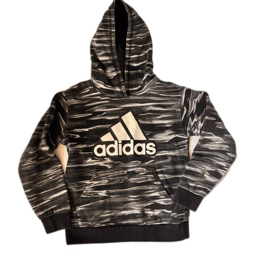 Boy's Gray Camoflauge Adidas Hoodie Size Medium (M) 10-12. Kangaroo Pocket. EUC!