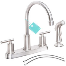 Grifo de cocina n quel cepillado con rociador lateral, apto para fregaderos 3  4