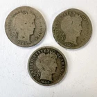 US Coin Lot of 3 Dime 10c Barber 1905? 1907S 1908? Circulated