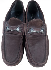 Gucci Mens Brown Suede Horsebit Loafers Size 10D Made In Italy 015938