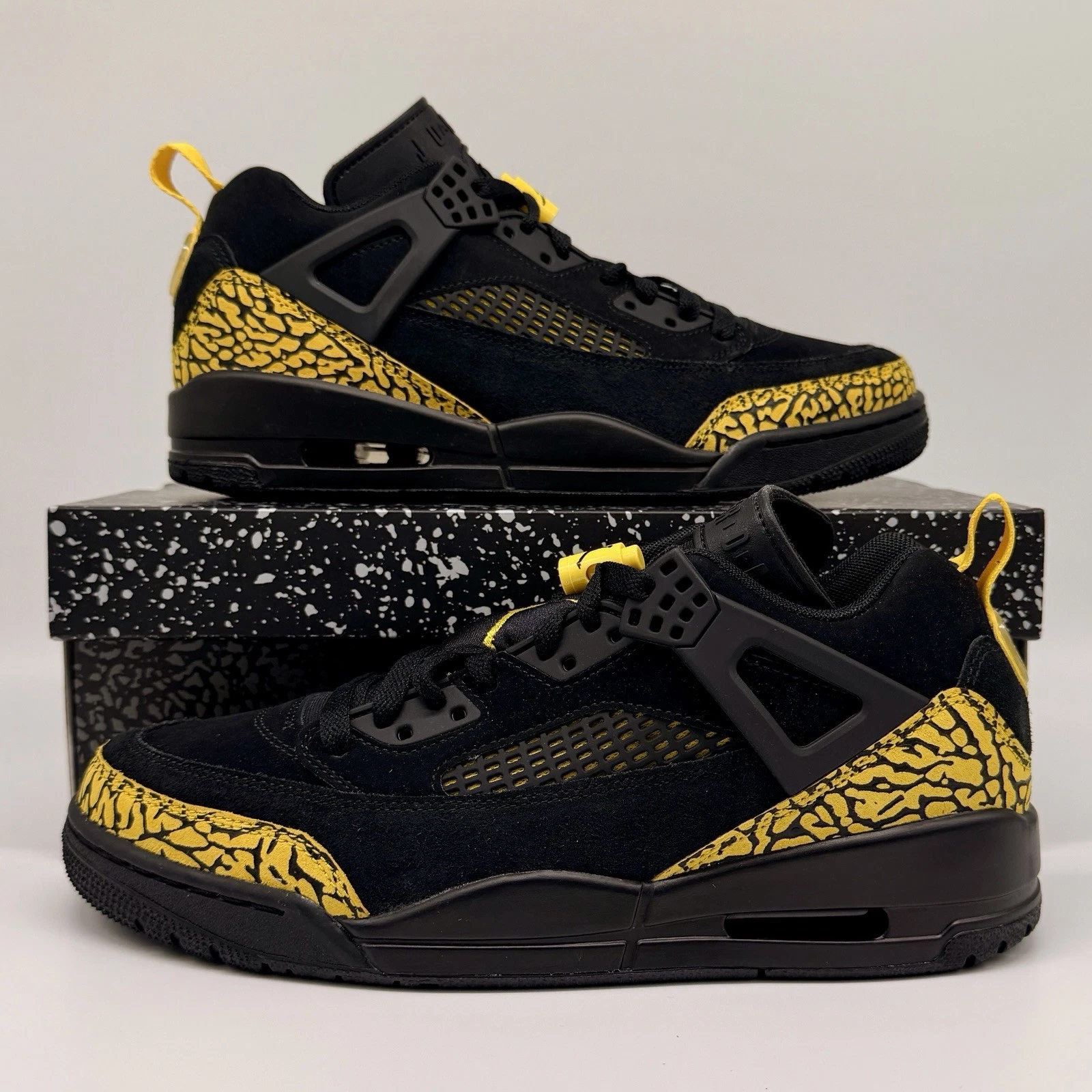 Nike Air Jordan Spizike Low Thunder Black Yellow Shoes IQ9368-010 Mens Size NEW