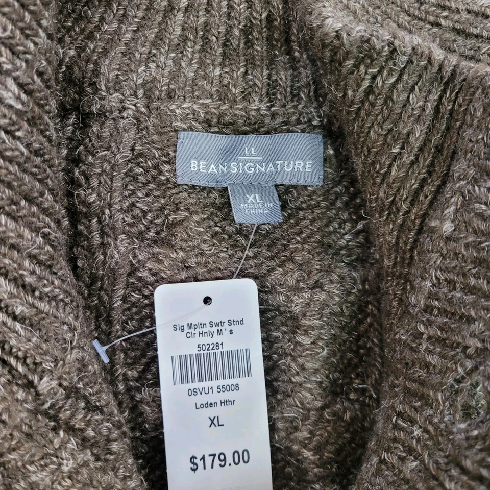 Suéter Henley tejido con cable pesado XL lana/lino LL Bean Signature para hombre Foto 4 de 4