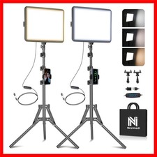 2-Pack Dimmable LED Video Lighting Kit with Tripod Phone Holder