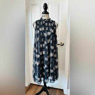 Sleeveless Mock Neck Smocked Midi Dress by Joie