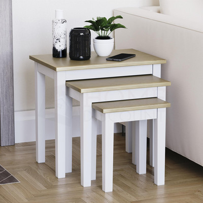 Holz Satztische 3-teilig Tisch Set Couchtisch Beistell Wohnzimmer Möbel