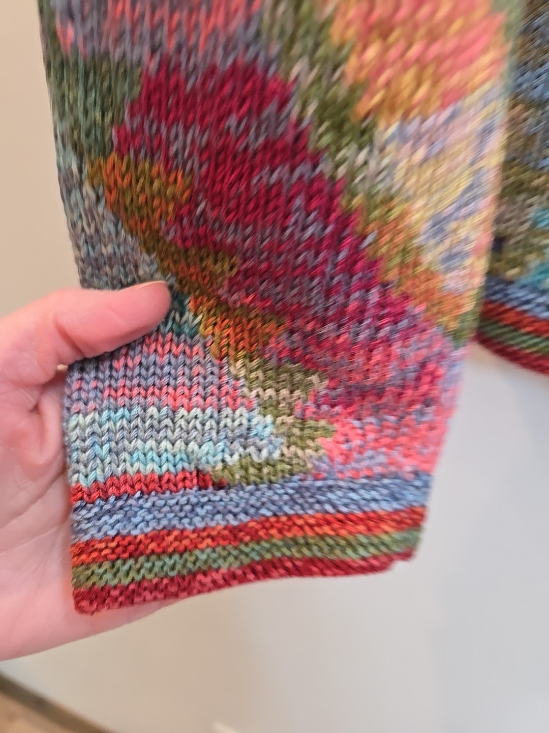 PERUVIAN CONNECTION Multicolor Patchwork Knit V N… - image 5