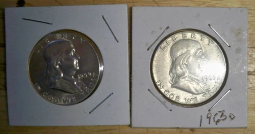 1963-D BU- 1959 BU Franklin Half Dollar 90% Silver