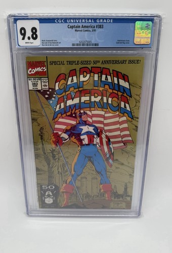 Captain America #383 CGC 9.8 (1991) Jim Lee cover. Gold Ink American Flag cover