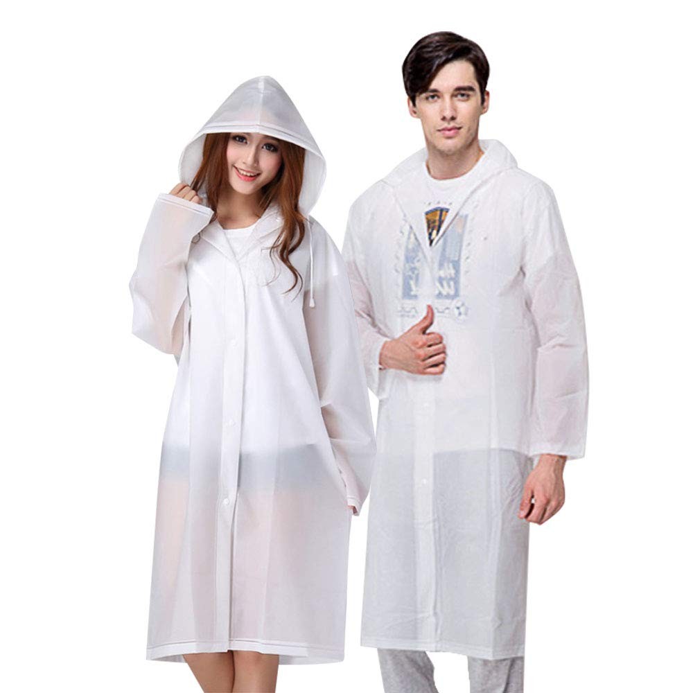 Vicloon Portable Raincoat, 2 Pack Rain Poncho Adult L, A - White *2