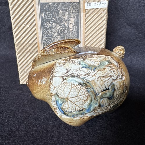 Vtg 1980's Tenmoku Pottery Rabbit Rattle/Malaysia Handicraft Botanical TM272K - Picture 2 of 6