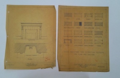 1925 University of Washington Architectural Drafting Fireplace Plan Elevation