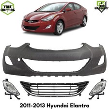 Front Bumper Cover Primed Plastic Fog Lights Kit For 2011-2013 Hyundai Elantra Front Bumper Cover Primed Plastic Fog Lights Kit For 2011-2013 Hyundai Elantra