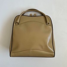 PRADA Vitello Frame Bowling Bag Beige Leather Top Handle Vintage Italy Used