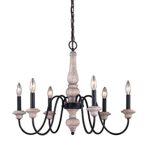 Georgetown 6-Light Chandelier in Farmhouse and Candle Style 20.75 Inches Tall - Picture 1 of 4