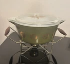Rare Pyrex #475-B Zodiac Casserole Green Gold 2.5 Quart With Faded Lid