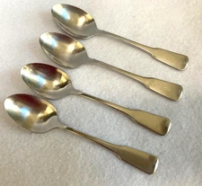 4  Oneida Stainless American Colonial  Oval Soup / Place Spoon  Cube Mark