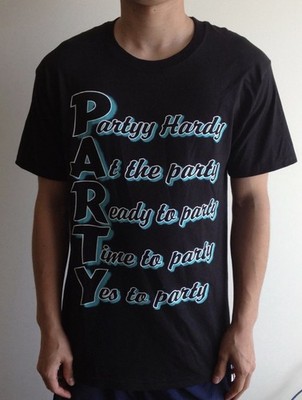 Partyy Hardy T Shirt Clothing Party Black Teal Graphic Tee Men s Size Small