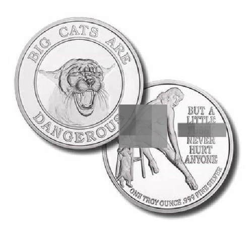 1 oz .999 Fine Silver Round - Big Cats Little Pussy - Adult Novelty