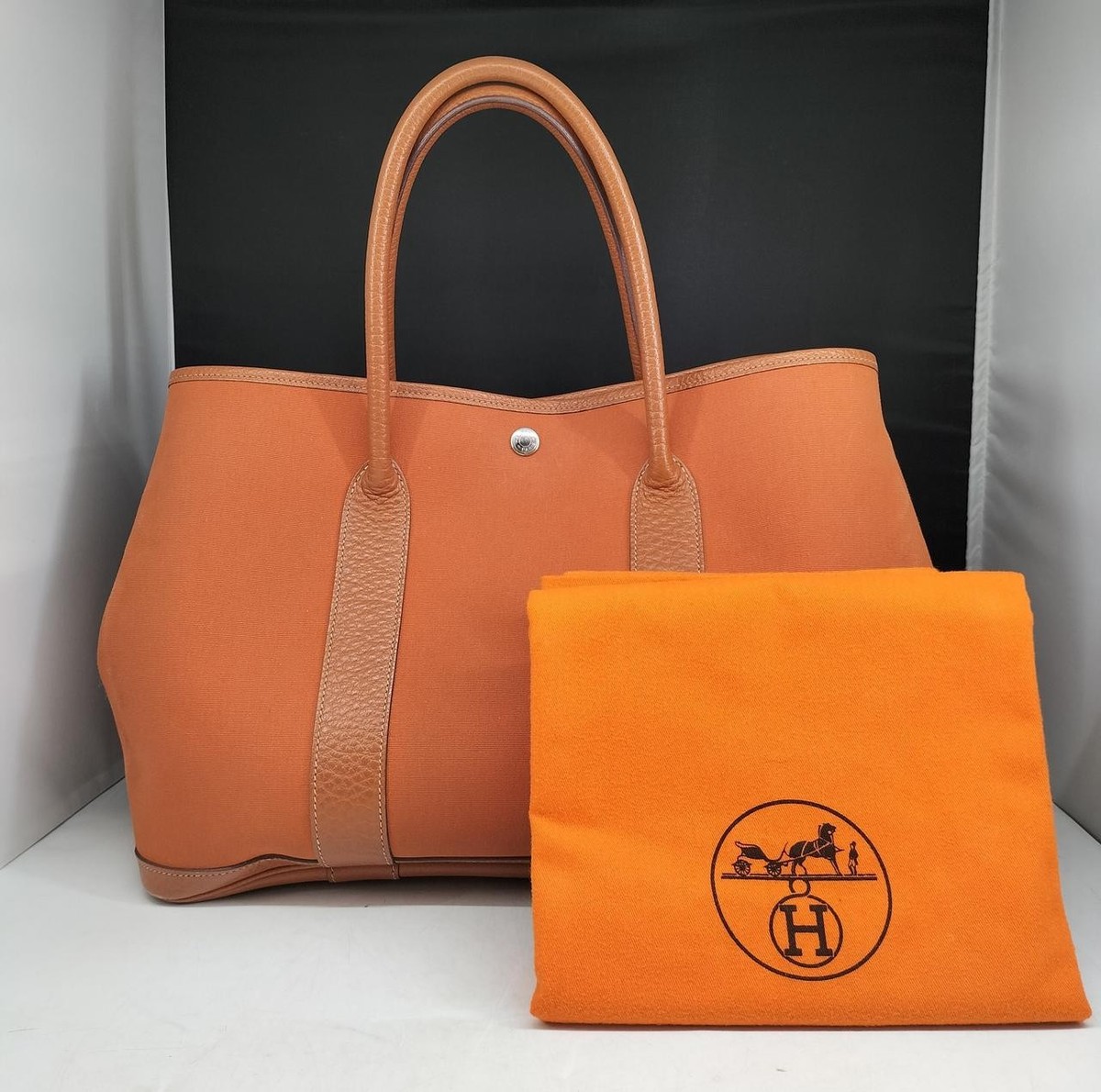 Hermes Garden Party TPM Tote Bag Orange Women Handbag Width 35cm