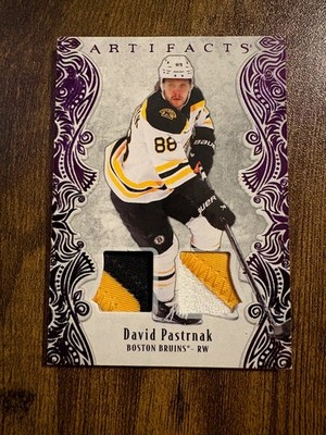 2025-26 Upper Deck Artifacts Purple Materials David Pastrnak Tri-Color /25
