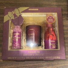 NEW Scent Theory Fireside Fig 3-Piece Bath Soak  Candle Gift Set Holiday