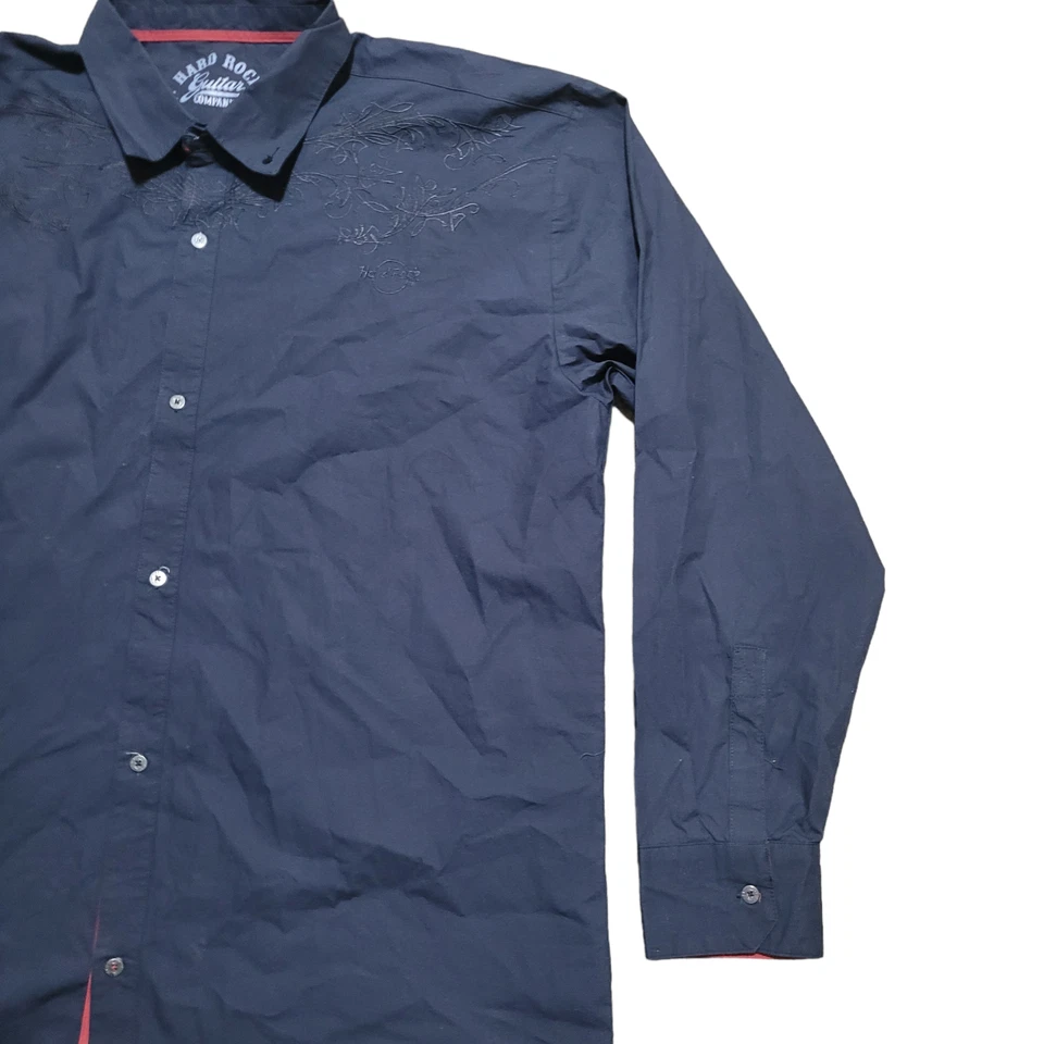 Camisa con botones para guitarra Hard Rock 3XL para hombre bordada manga larga occidental Foto 4 de 4