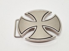 Classic Oval Cross Belt Buckle Silver Tone Metal