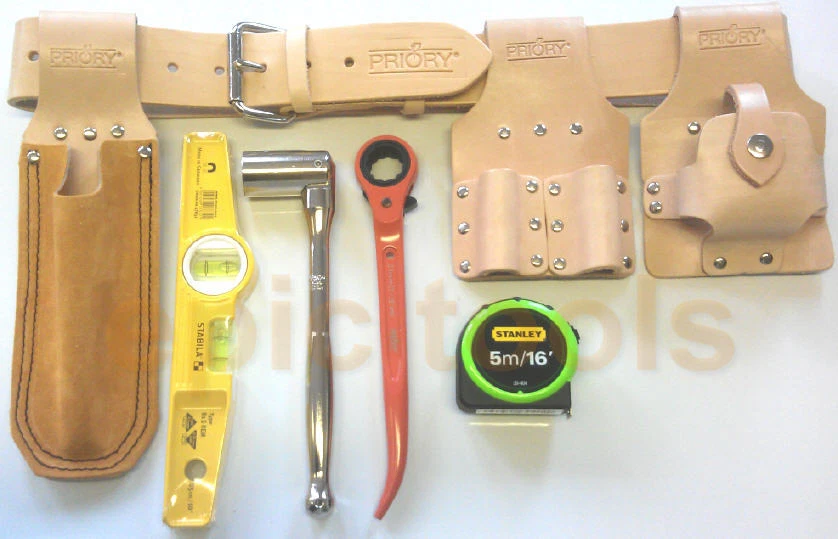 PRIORY PRO Scaffold/Scaffolders Tool Belt Kit, Spanner,Ratchet,Level,Frogs,Tape