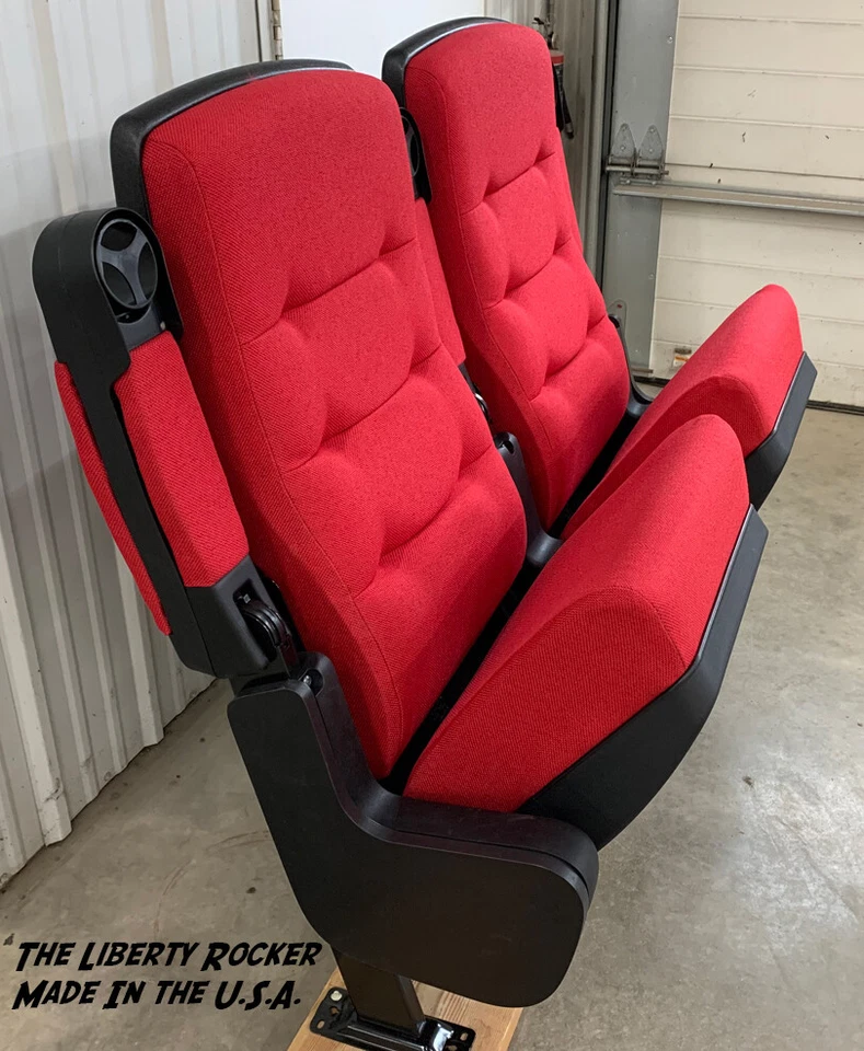 4 NEW MOVIE CINEMA Seats Rocking Home theater seating rocker Made in the USA RED - Image 2 of 4