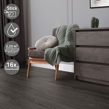 2,23 m² Planche de sol PVC vinyle autocollante plancher gris foncé aspect chêne