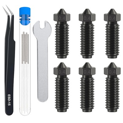 6PCS 0.4mm Hardened Steel Nozzles for Anycubic Kobra 3, Extruder Hotend Nozzl...