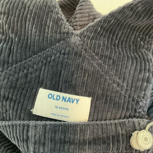 Old Navy Thick Corduroy Overalls 16 Petite Navy Blue Pockets Straight leg - Picture 9 of 10