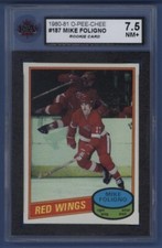 1980-81 O-PEE-CHEE #187 MIKE FOLIGNO (rc) KSA 7.5 NM+ Detroit Red Wings *LOW POP