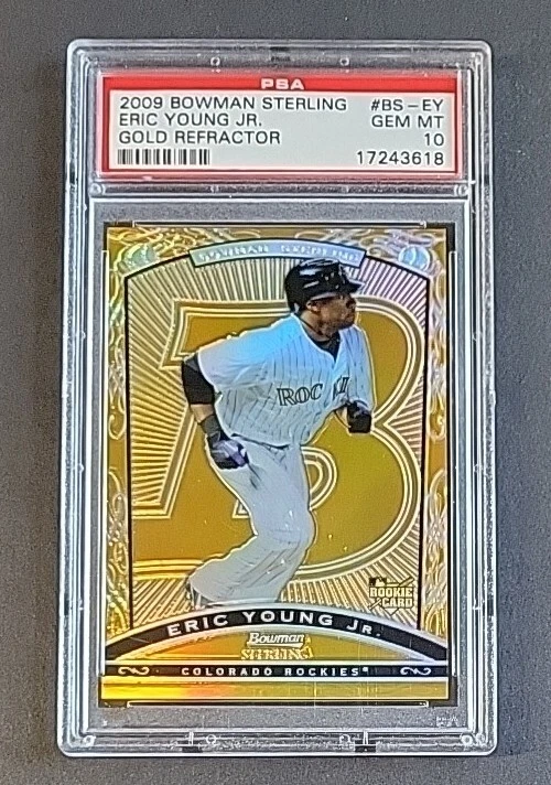  Eric Young Jr. 2009 Bowman Sterling Gold Refractor Rookie #/50 RC #BS-EY PSA 10 - Image 2 of 4