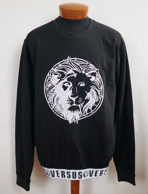 Nwt Authentic Versus Versace Black Lion Logo Jersey Sweatshirt
