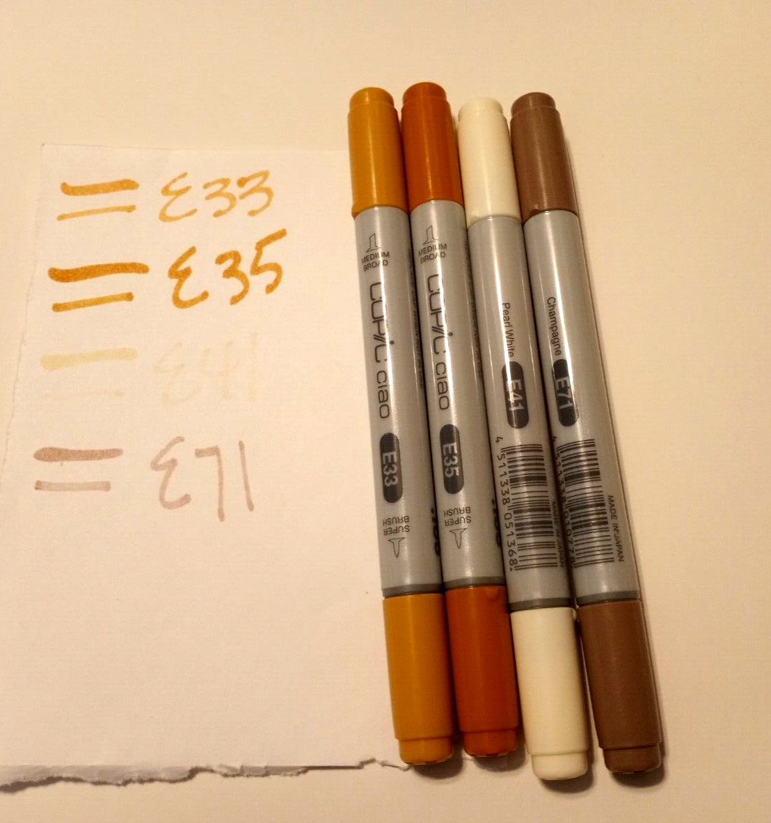 Copic Ciao Markers 4pc Earth Tones USED
