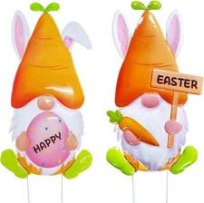 2 Pcs Easter Decorations Yard Stakes Sign, 23 Inch Metal Bunny Egg Orange