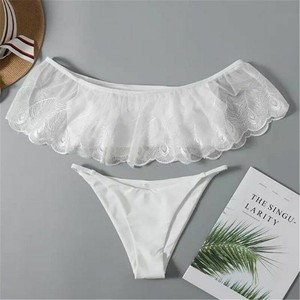 white ruffle bathing suit