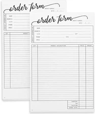 Work Order Forms & Invoice Receipt Book Set of 2 with Carbon Copy - 50 Receipts 
