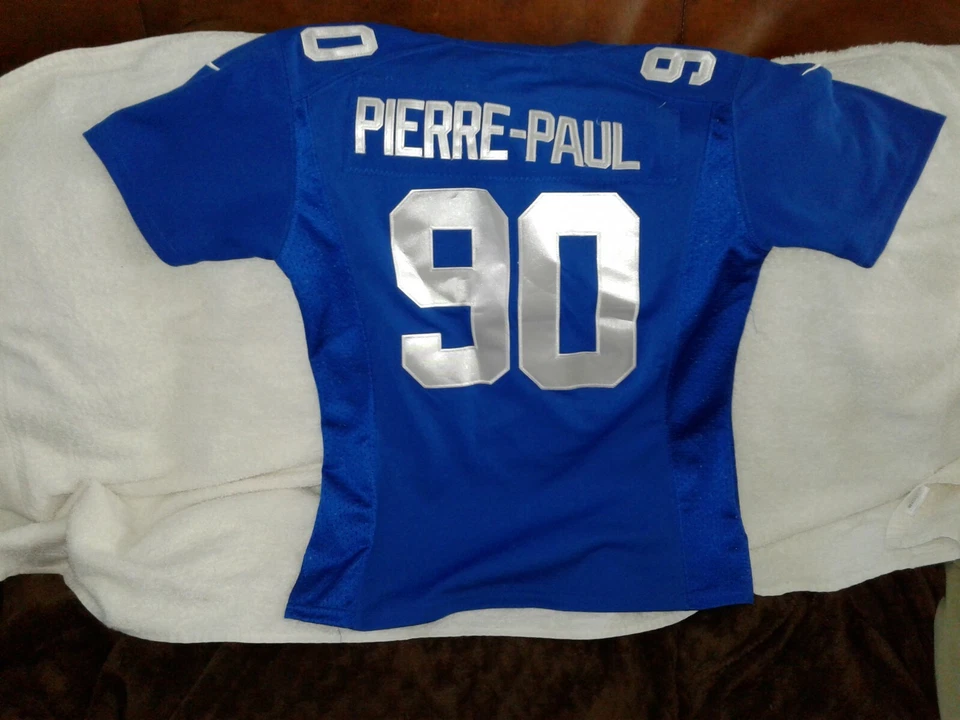 NFL NEW YORK GIANTS PIERRE-PAUL #90 CAMISETA NIKE AZUL COSIDA NIÑOS L NYG Foto 3 de 4