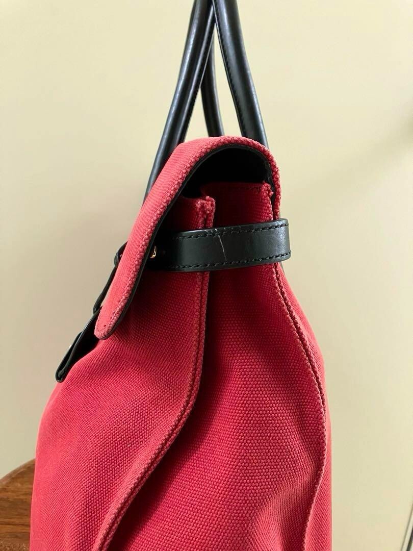 【RALPH LAUREN】RED Canvas Ricky Tote bag RALPH LAUREN Canvas Ricky Tote Bag Red Authentic Women Used