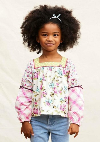 NWT Matilda Jane Enchanted Garden Art School Mixed-Print Peasant Top Girl's Sz 4 - Picture 4 of 4